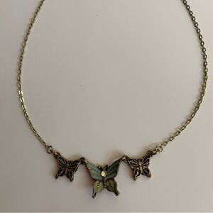 Vintage Don-Lin Butterfly Necklace Enamel & Rhinestone